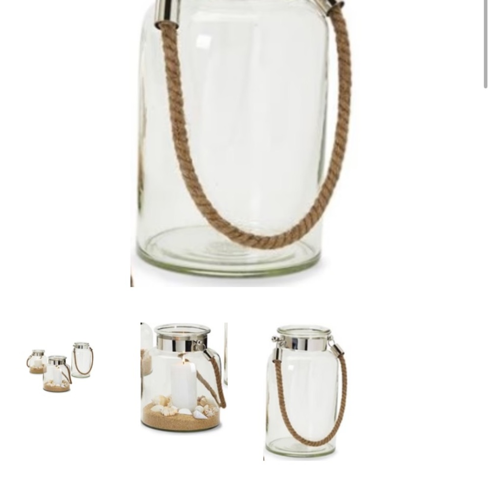 Glass Lantern Vase with Rope Handle - Clear Glass - Picture 11 of 11